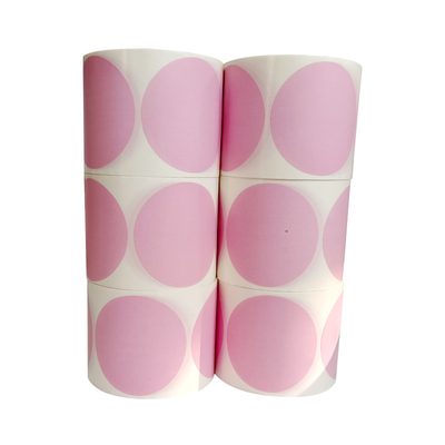 Samoprzylepne okrągłe różowe kółka termiczne papierowe etykiety rolkowe DIY LOGO Design