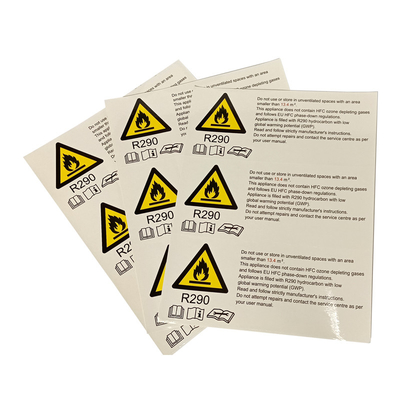 Wodoodporne etykiety ostrzegawcze dotyczące bezpieczeństwa działania